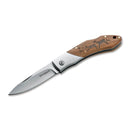 Nóż kieszonkowy BOKER Caveman Steel 440A, niepowlekana, stalowa, zdobiona drewnianą rękojeścią