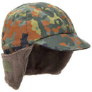 Genuine German Army Military Winter Pile Cap flecktarn hat warm cold weather - GoMilitar
