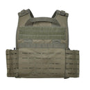 Olive green MIL-TEC laser cut modular plate carrier vest with MOLLE attachment system and adjustable straps