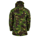 Original British army military combat DPM camo field jacket parka with hood, adjustable waist, and multiple secure pockets