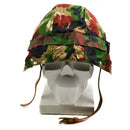 Original Swiss Army M71 military helmet cover with authentic Alpenflage camouflage in green, brown, and grey tones.