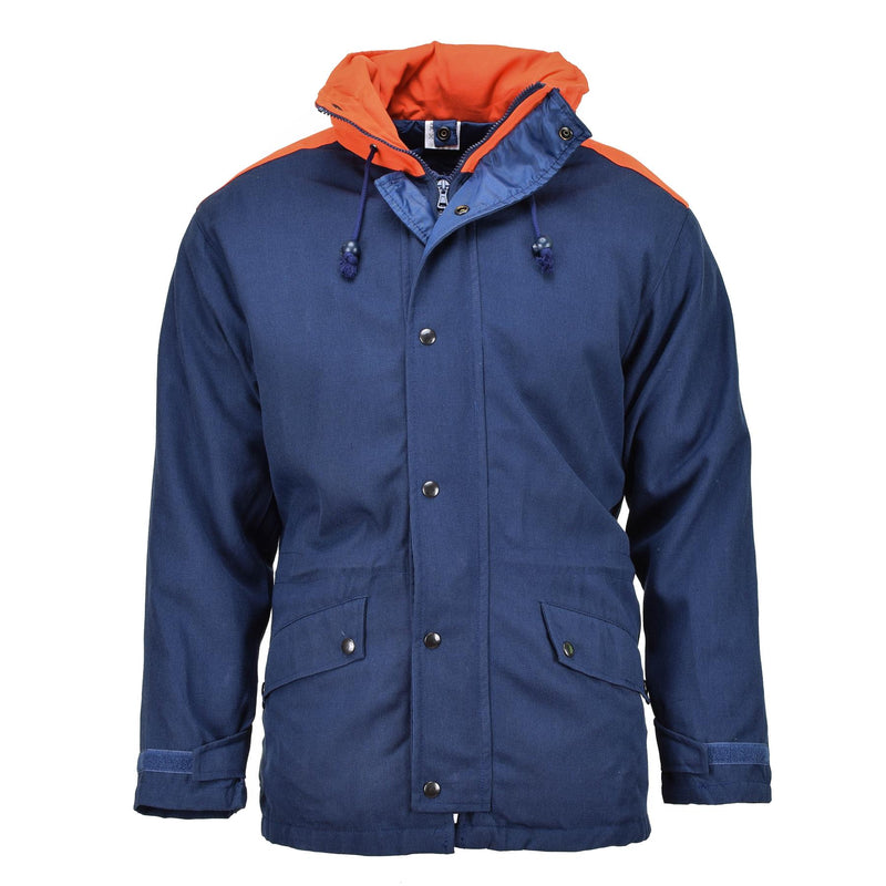 Oryginalny włoski trylaamina granatowa kurtka parka z kapturem vintage Waterproof New Waterproof