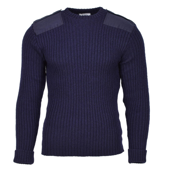 Prawdziwy brytyjski wojskowy niebieski pullover bodywararmer wełniany sweter komandos
