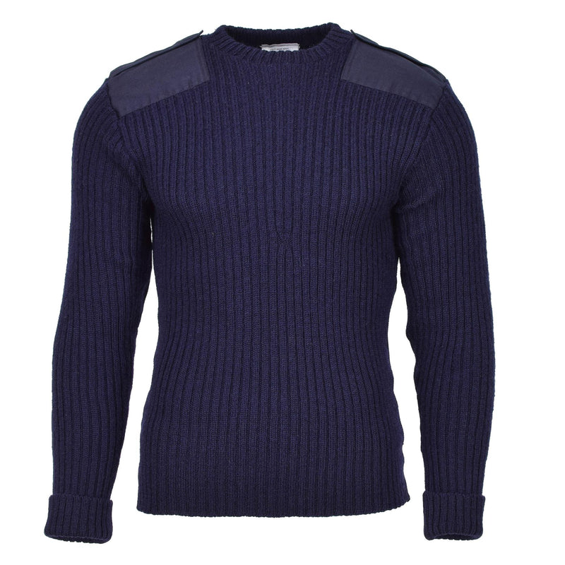 Prawdziwy brytyjski wojskowy niebieski pullover bodywararmer wełniany sweter komandos