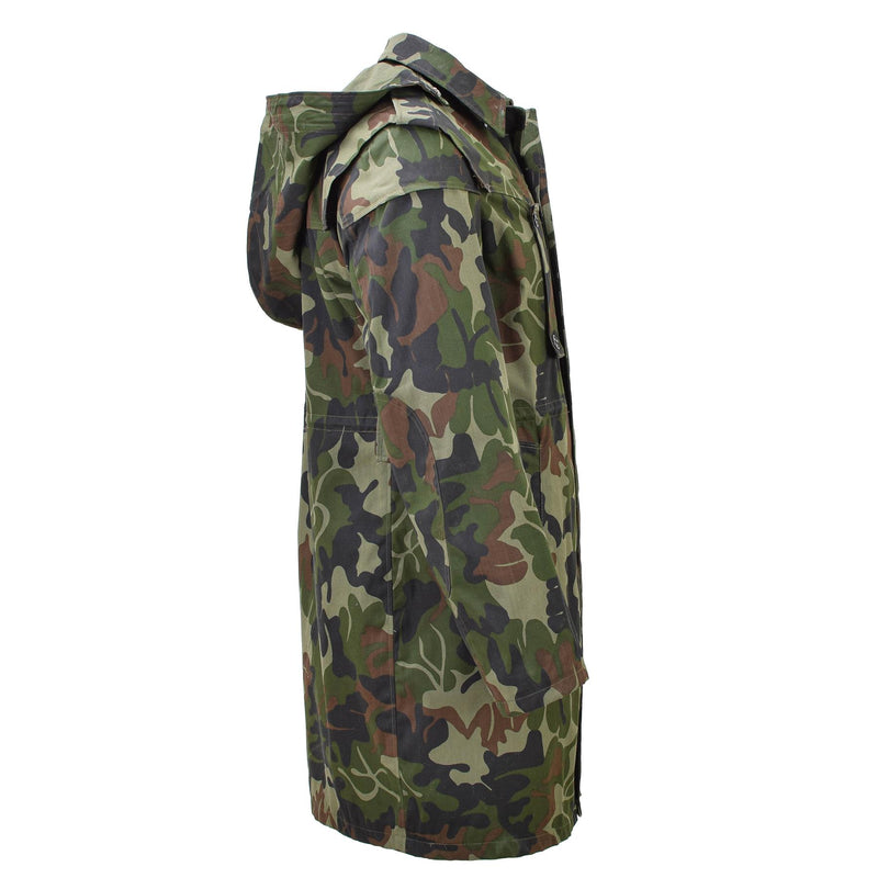 Oryginalny rumuński wojskowy Parkana M93 Camo liść z kapturem długi kurtka taka taka nowa