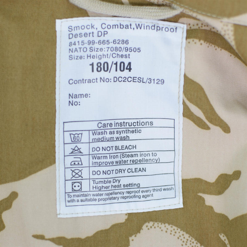 Prawdziwy brytyjska armia Parkana DPM Desert Camo Smock Windproof Jacket Wojskowy numer wojskowy