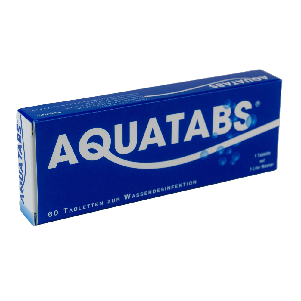 AQUATABS Tabletki do oczyszczania wody 3,5 mg 60 sztuk do podróży na zewnątrz