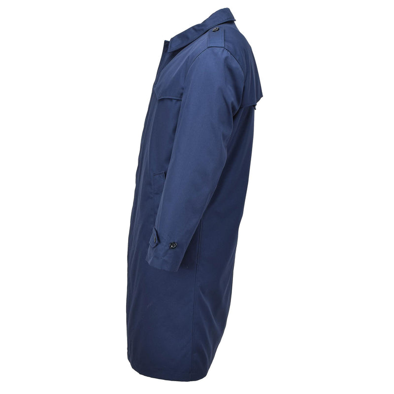 Oryginalny holenderski problem wojskowy męski piosenek przeciwdeszczowy liniowiec Trenchcoat Solid Blue