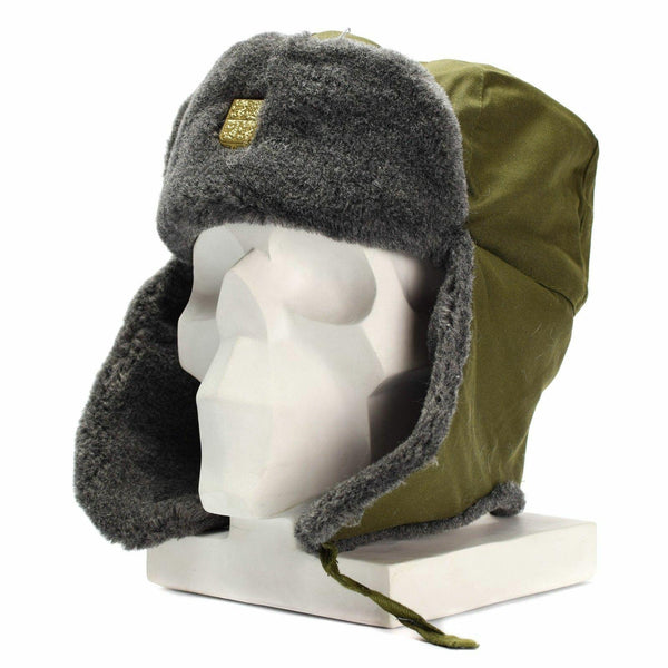 Oryginalny czeski czapkę wojskową kapelusz zimowy Ushanka Grey Olive Hat z odznaką nową