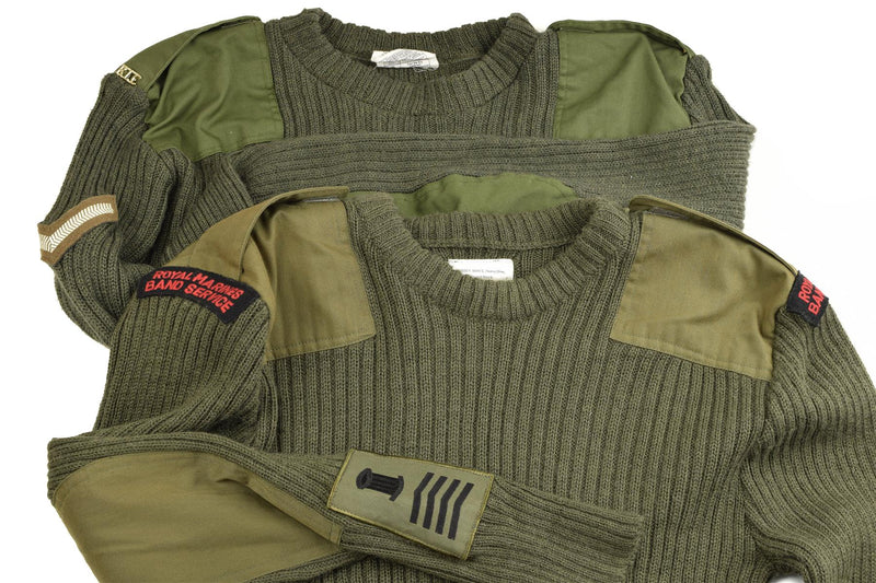 Prawdziwy sweter brytyjska armia pullover commando zielona wełna oliwkowa mąż