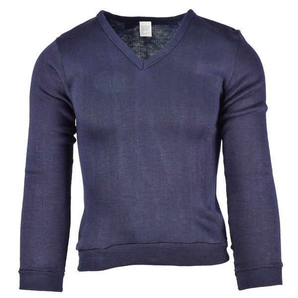 Oryginalny francuska szkoła wojskowa Blue Jersey Army Bluzshirt V-dęp