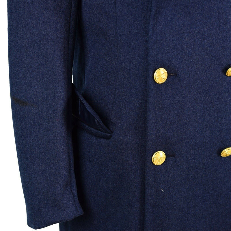 Oryginalny włoska armia wełniana płaszcz Blue wojskowy Air Force Long Coat