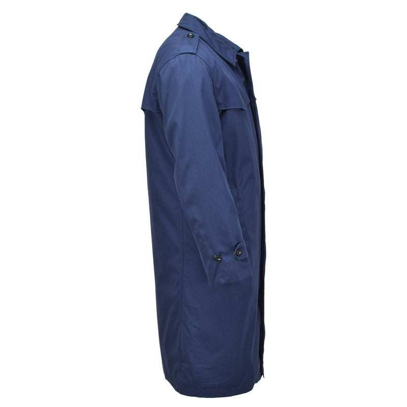 Oryginalny holenderski problem wojskowy męski piosenek przeciwdeszczowy liniowiec Trenchcoat Solid Blue