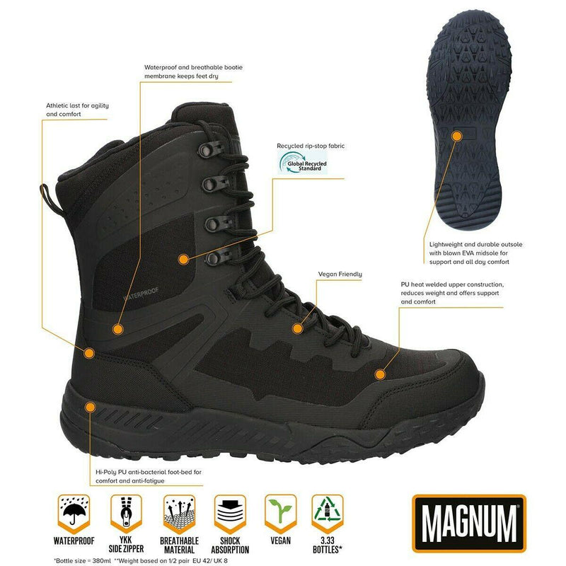 Magnum Ultima 8.0 Wodoodporne buty bojowe piesze lekkie wędrówka Bugwear Black