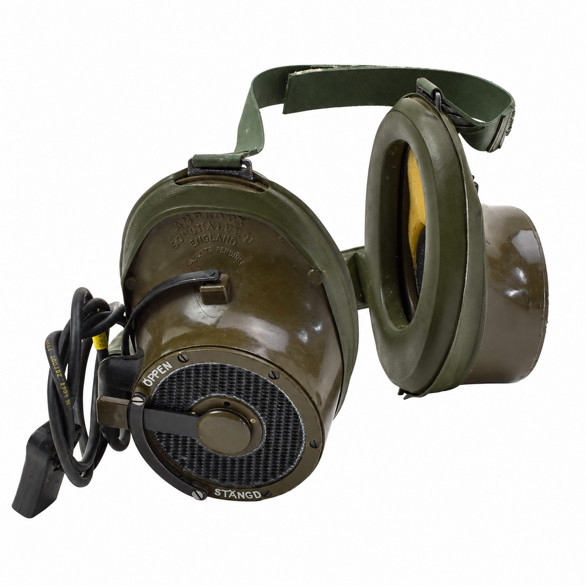 Oryginalny zestaw słuchawkowy brytyjskiej armii Amplivox Aviation Communications Vintage