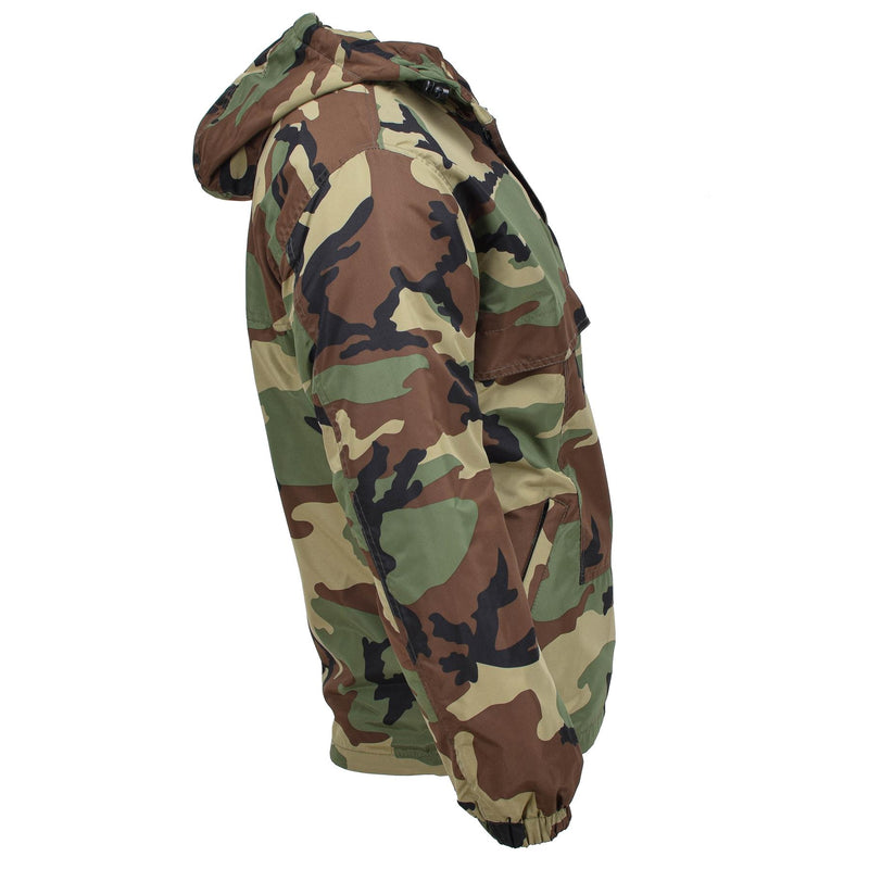 Mil-Tec Niemiecki wojskowy kurtka bojowa Winter Woodland Windproof z kapturem wyłożona nowa