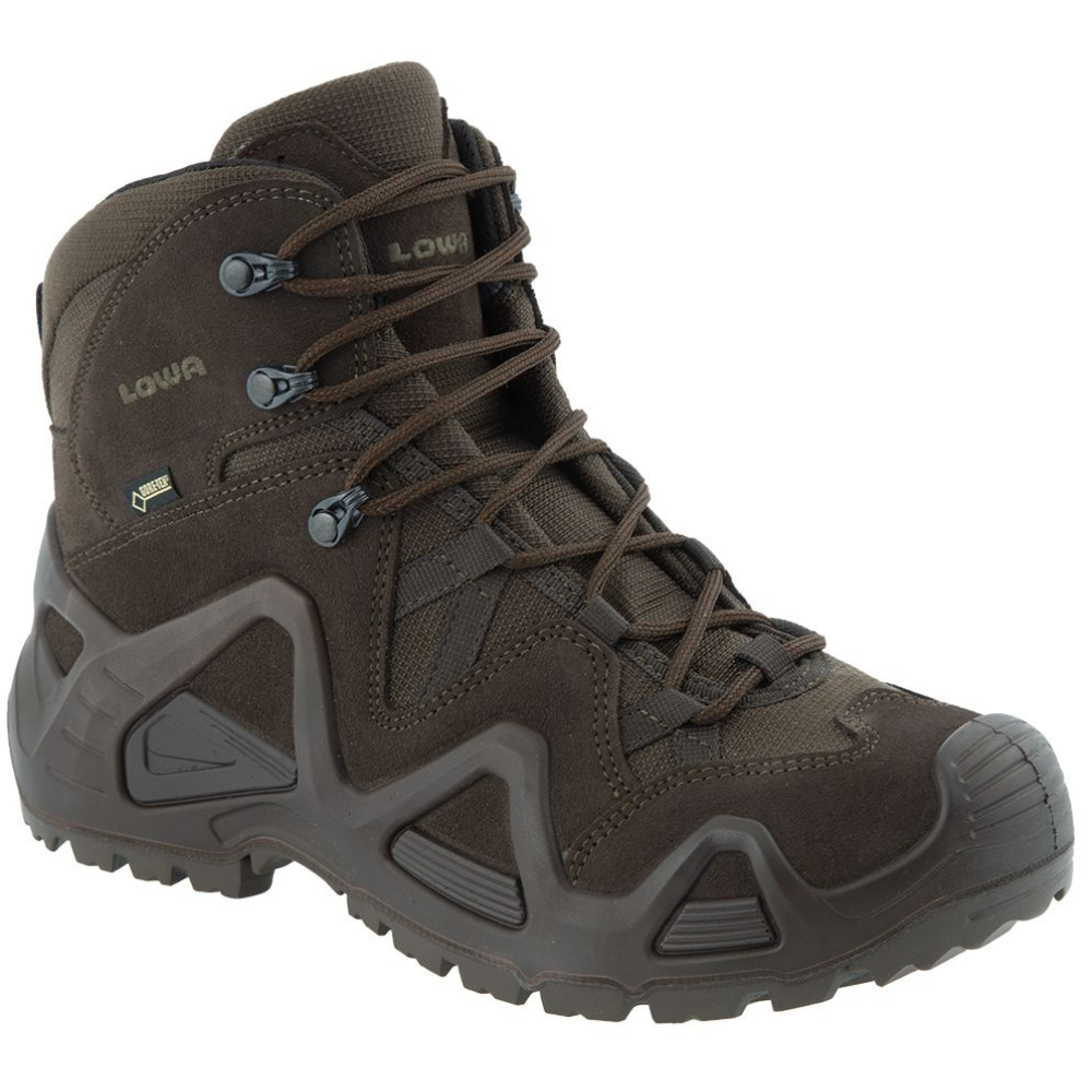 Buty taktyczne Lowa Zephyr GTX Mid TF Wodoodporna wyściełana cholewka w kolorze ciemnobrązowym