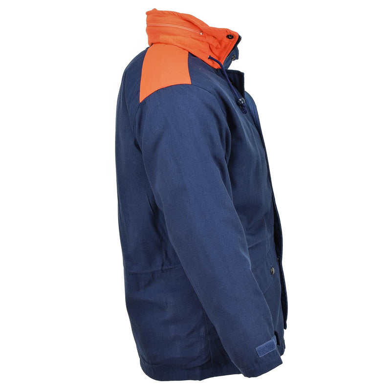 Oryginalny włoski trylaamina granatowa kurtka parka z kapturem vintage Waterproof New Waterproof