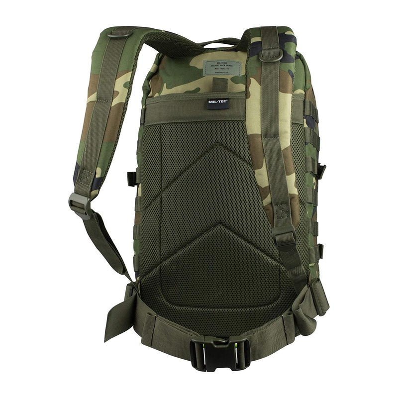 MIL-TEC Assault Trekking Rucksack 36L Backpack Woodland Camo Turing Daypack