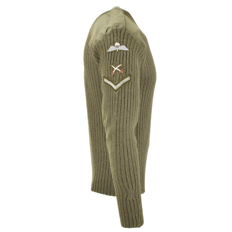Prawdziwy sweter brytyjska armia pullover commando zielona wełna oliwkowa mąż