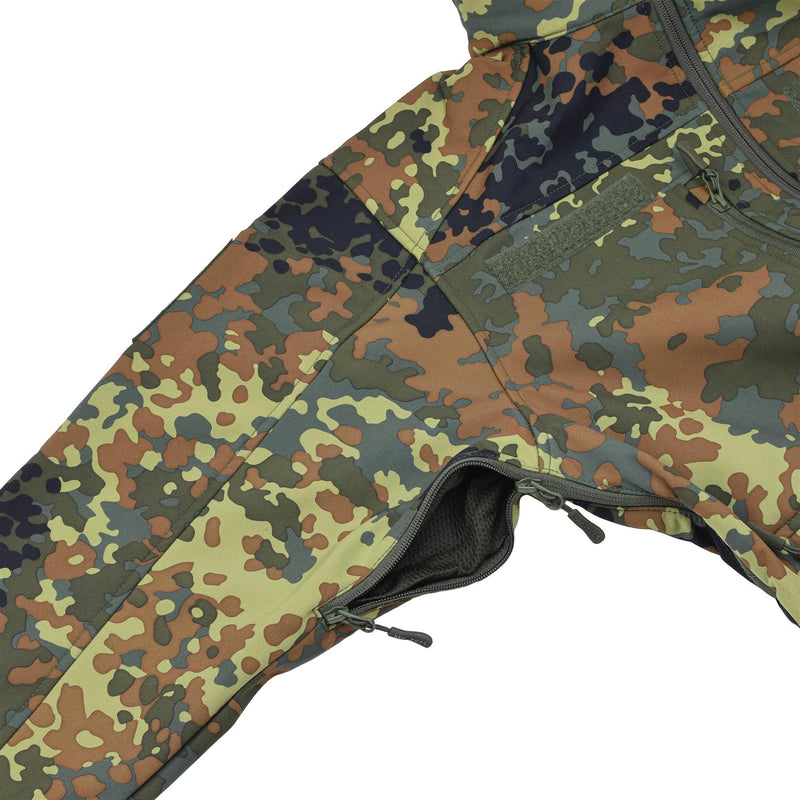 MIL-TEC Softshell Kurtka SCU 14 Niemiecka Flecktran Camo Outdoorowa odzież wiejska