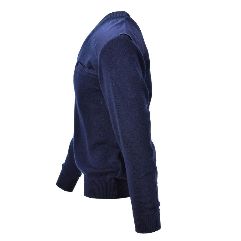 Oryginalny holenderski sweter blue wojskowy oficer v-denik menu men skoczek