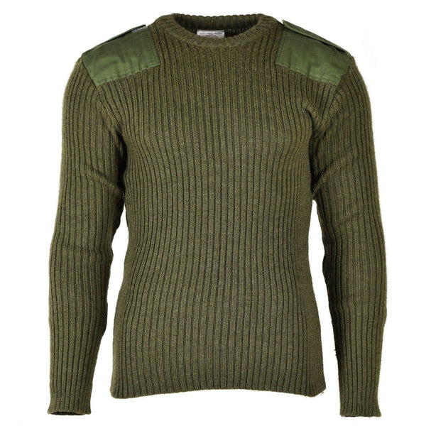 Oryginalny belgijski sweter komandosów skocznia zielona oliwkowa pullover czysta wełna