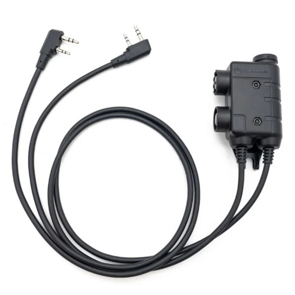 Earmor podwójny adapter PTT Kenwood Baofeng 2-pinowy przewodowy taktyczny zestaw słuchawkowy czarny