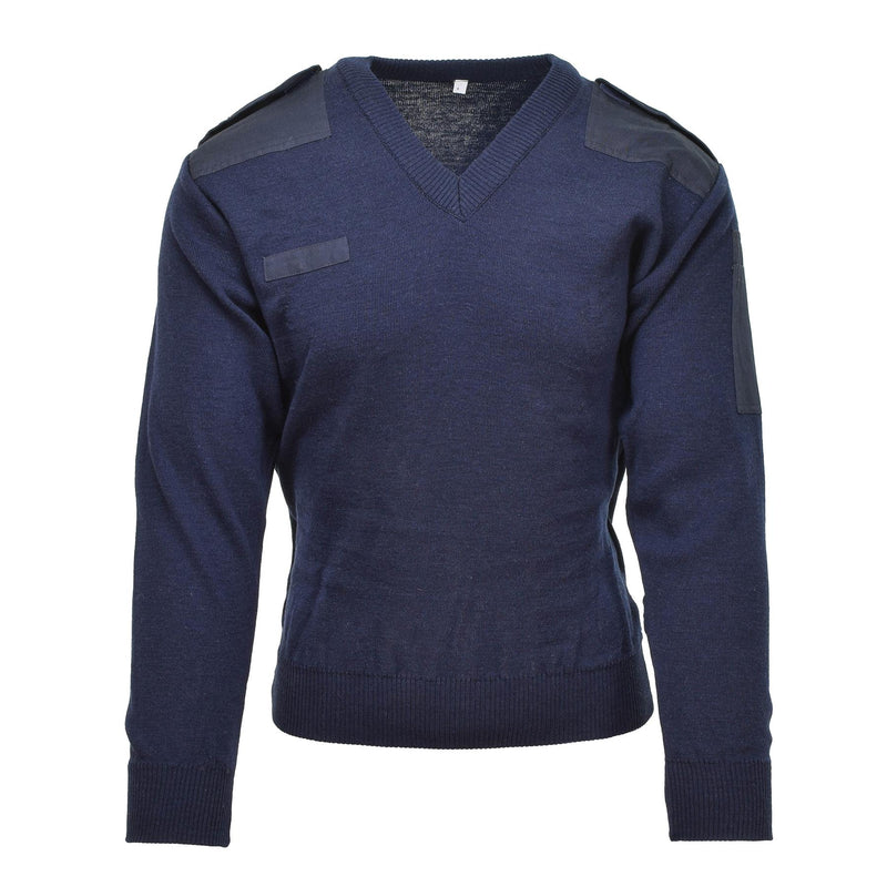 Oryginalny holenderski pullover w szpic niebieskie żebro dzianinowy nadwyżka wojskowa sweter