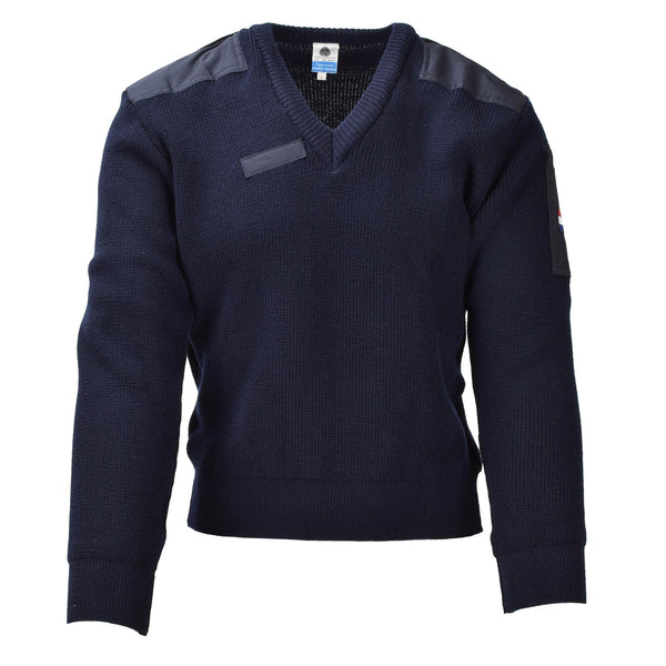 Oryginalny holenderski wojskowy niebieski sweter pullover wełna wełna body -body NOWOŚĆ