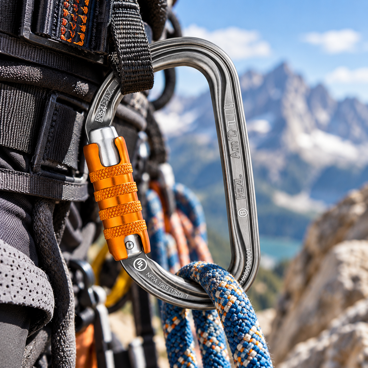 Aluminiowy karabinek PETZL Am'D TRIACT-LOCK z zamkiem automatycznym, szary 27 kN