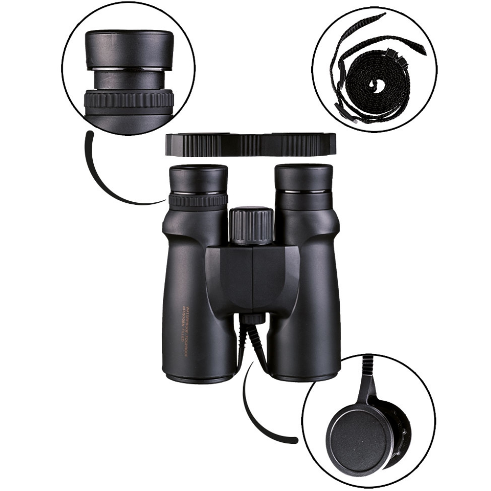 Lornetka Mil-Tec Wodoodporna 8x42 Czarna Outdoorowa lornetka łowiecka z optyką turystyczną