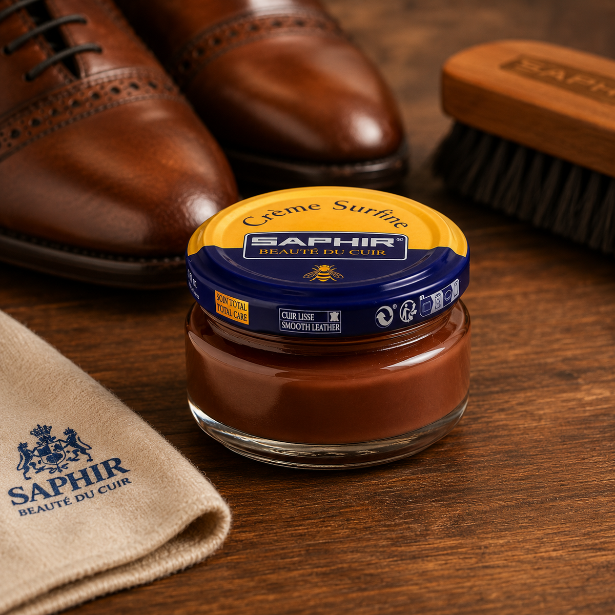 Saphir Creme Surfine Skórzany krem do pielęgnacji obuwia z gładkiej skóry 50ml Brązowy
