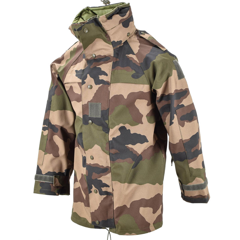 Oryginalny wodoodporna armia armii francuskiej Camo Goretex z kapturem deszczowy parka