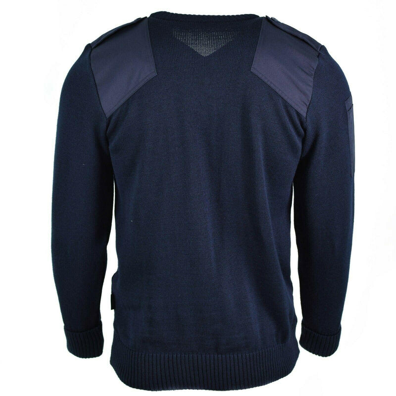 Prawdziwy brytyjski sweter armii policji pullover jumper blue v-dół mężczyźni
