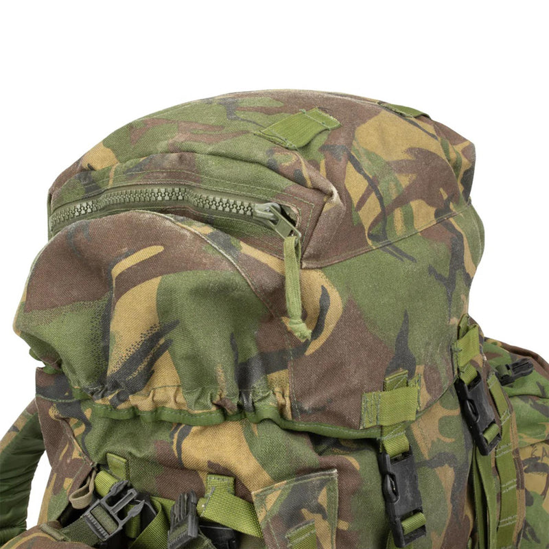 Oryginalne brytyjskie taktyczne plecak Woodland Camo 90 litrów bocznych kieszeni