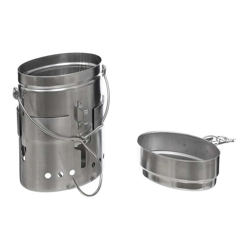 MFH Szwedzka armia Trangia Mess Mess Repro M40 Stal nierdzewna 1,5L Burner kempingowy