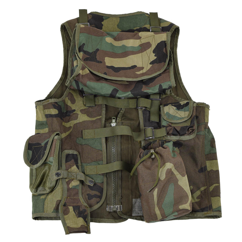 Oryginalna kamizelka taktyczna NATO Woodland Camuflage Multi Pockets Army Nowa