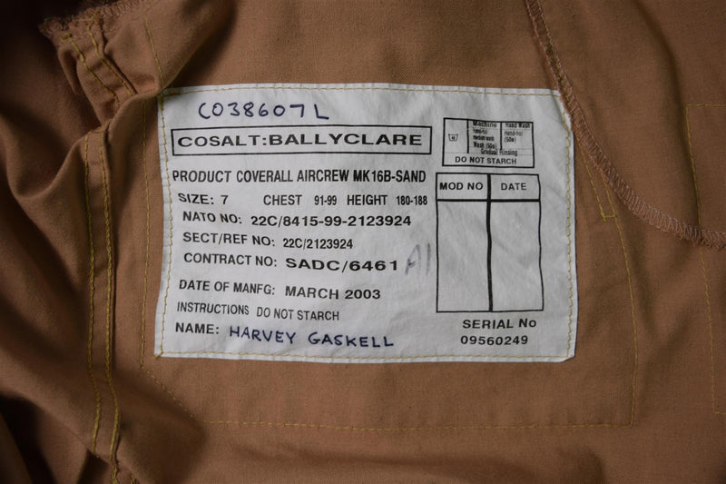 Oryginalna brytyjska armia powietrza MK 16 B RAF ARAMID SUT PŁYTA BEIGE Air Force