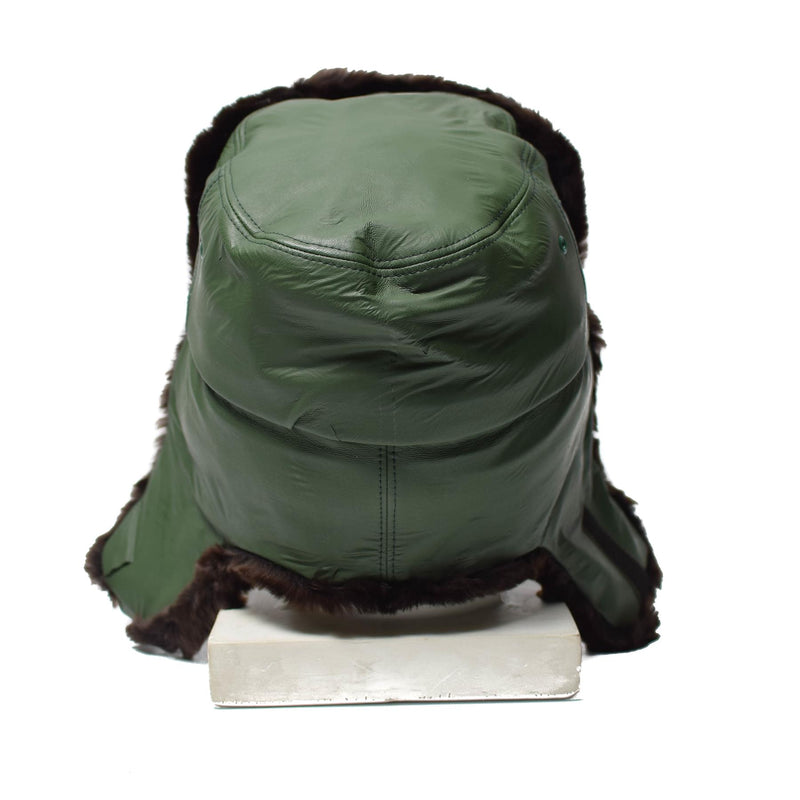 Oryginalna niemiecka policja ciepła zimowa czapka zimna pogoda Faux Fur Ushanka odznaka nowa