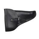 Black leather military-style belt holster with thorn buckle closure designed for Beretta pistols, durable and secure.