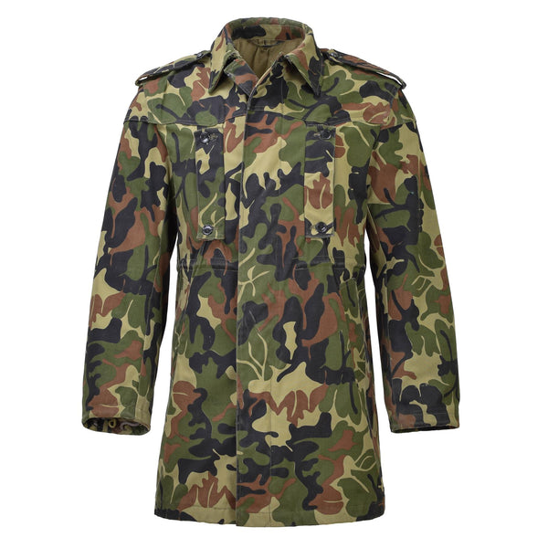 Oryginalny rumuński wojskowy Parkana M93 Camo liść z kapturem długi kurtka taka taka nowa