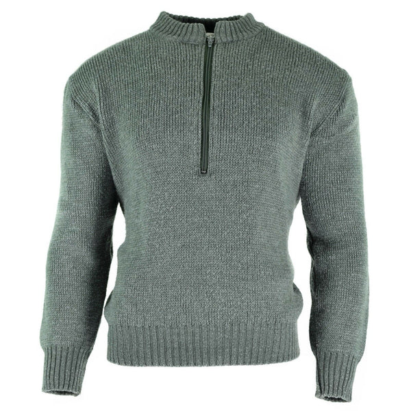 Oryginalny Szwajcarski Sweter Właski M74 Grey Virgin Wool z zamkiem błyskawicznym