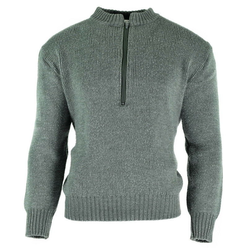Oryginalny Szwajcarski Sweter Właski M74 Grey Virgin Wool z zamkiem błyskawicznym