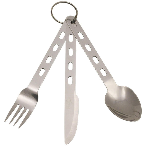 MFH Brandle Cutlery Set 3 szt. Strażnik ze stali nierdzewnej łyżka noża widelca jedzenia Nowe