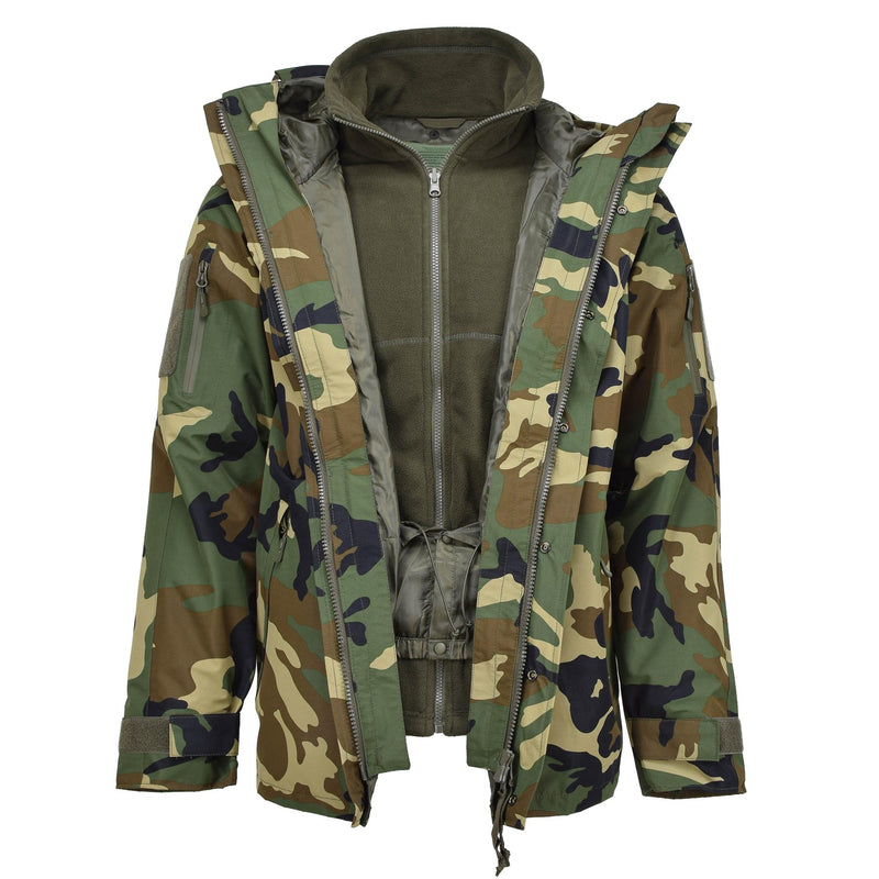 MIL-TEC Wojskowy styl Gen II wyłożony zimowa kurtka lasu Camo Soft Shell Parka