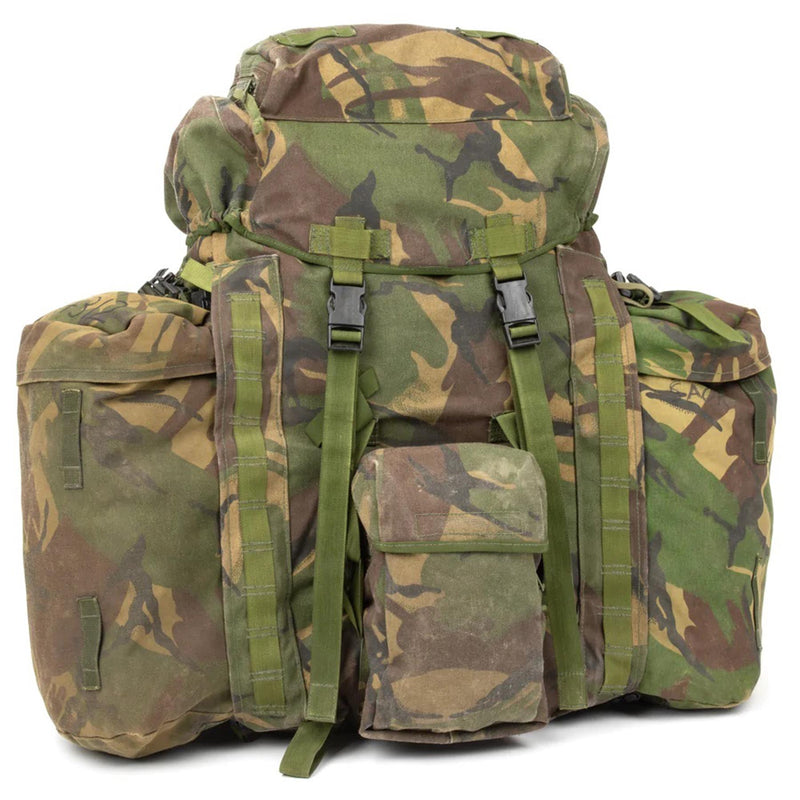 Oryginalne brytyjskie taktyczne plecak Woodland Camo 90 litrów bocznych kieszeni