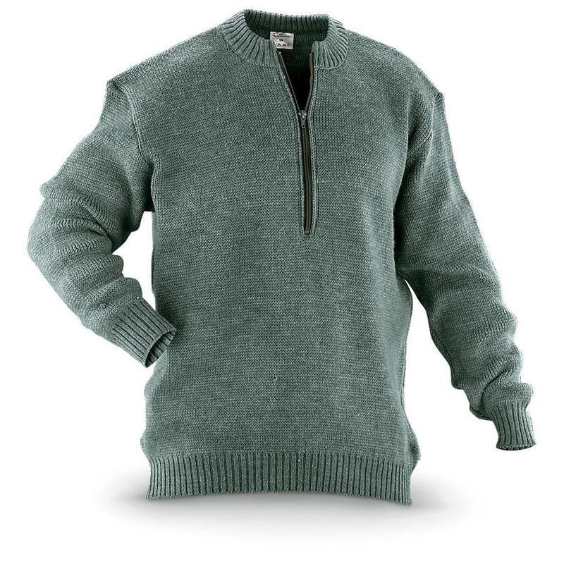 Oryginalny Szwajcarski Sweter Właski M74 Grey Virgin Wool z zamkiem błyskawicznym