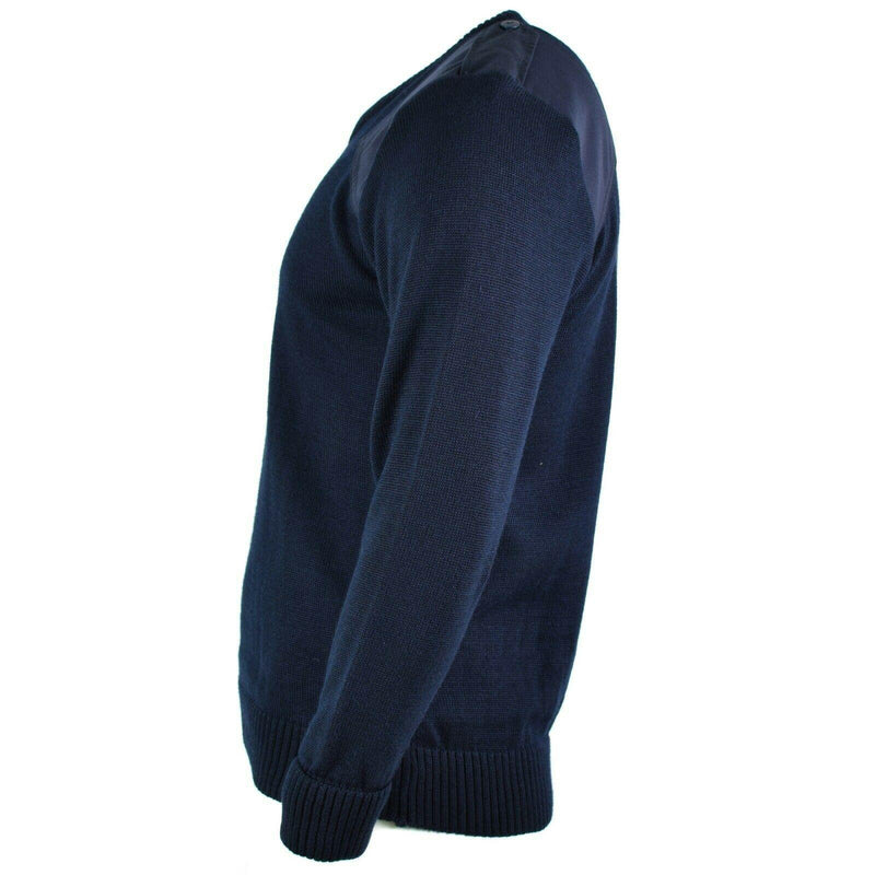 Prawdziwy brytyjski sweter armii policji pullover jumper blue v-dół mężczyźni