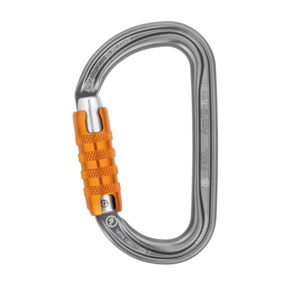 Aluminiowy karabinek PETZL Am'D TRIACT-LOCK z zamkiem automatycznym, szary 27 kN